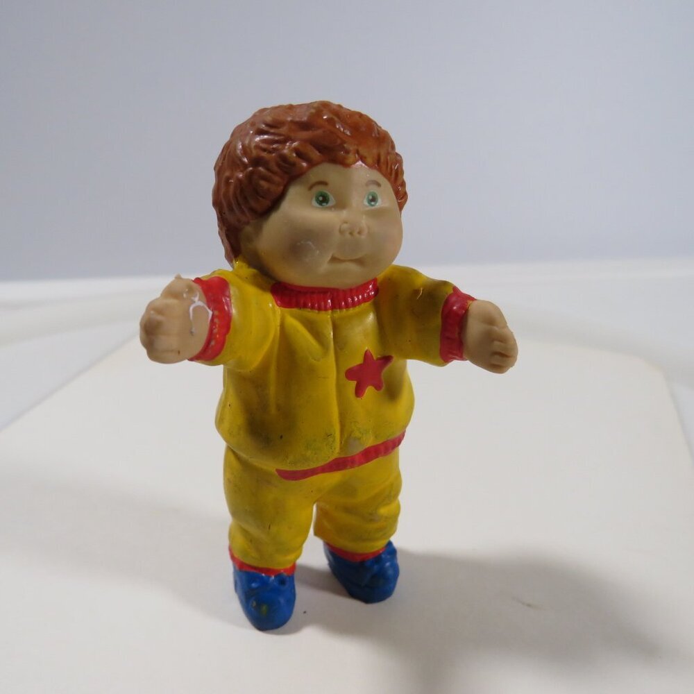 1984 Cabbage Patch Kids 2.5" Tall Boy or Girl, Yellow Red Jogging Suit Figurine